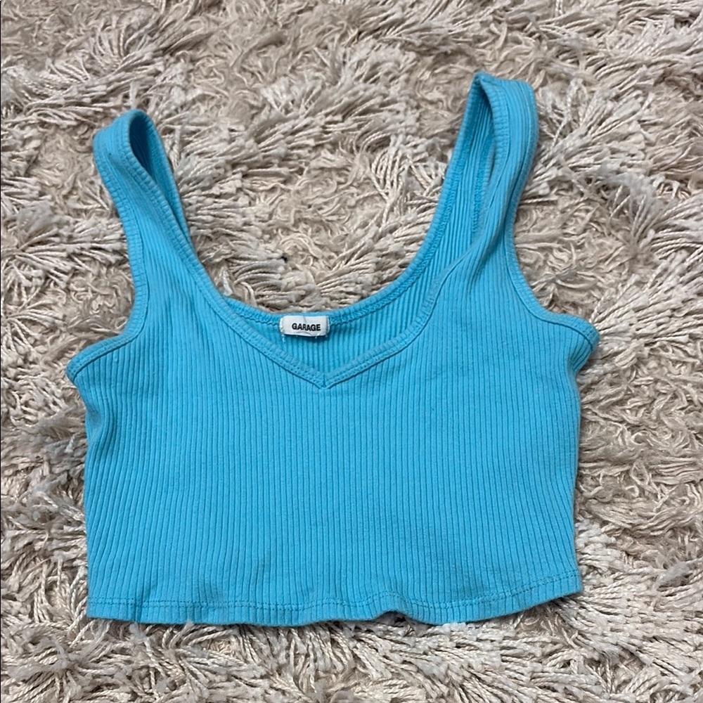 Garage Women's Blue Ribbed Crop Top